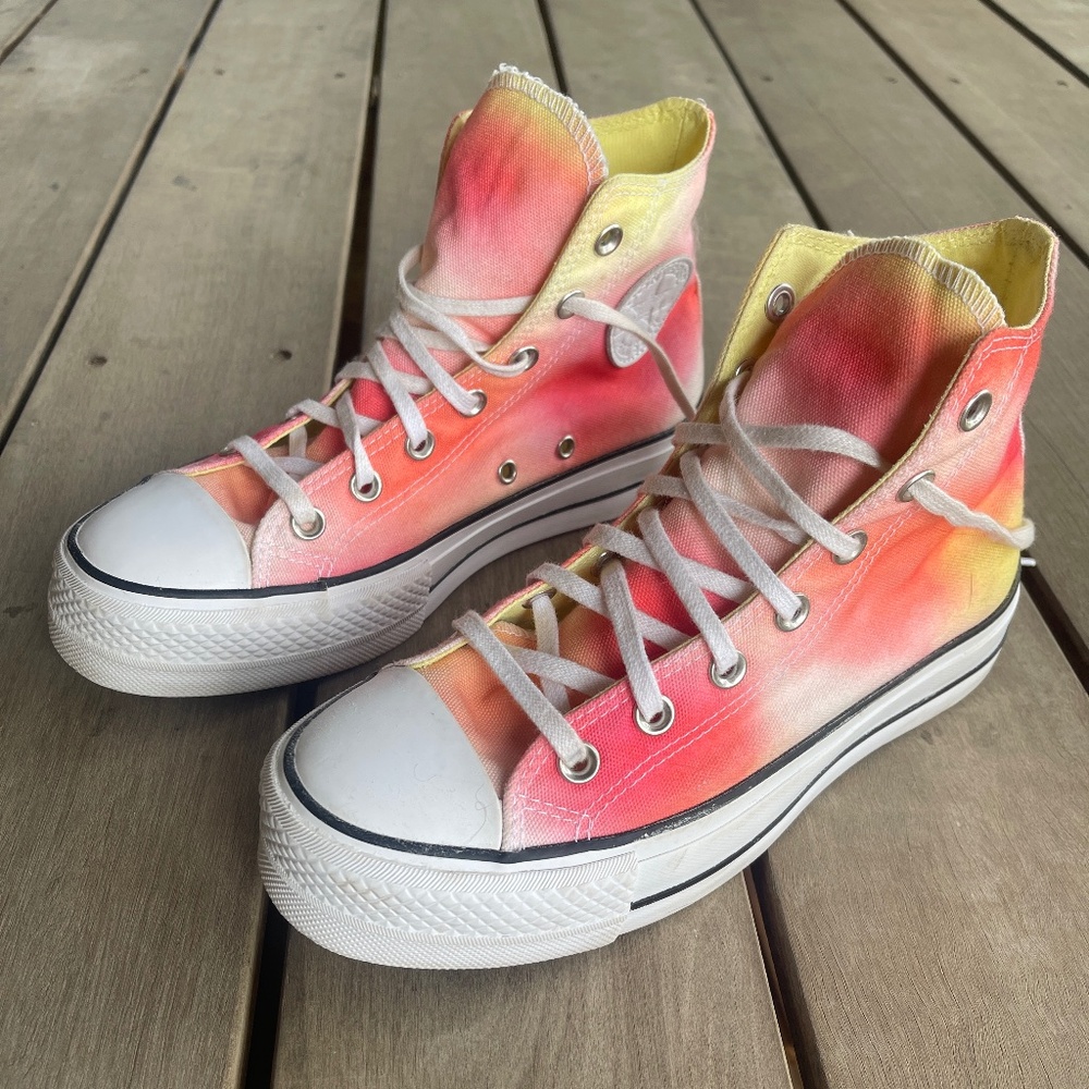 Converse All Star Tye Dye Poppy Glows Women Platform Sneakers/ Tennis Shoes